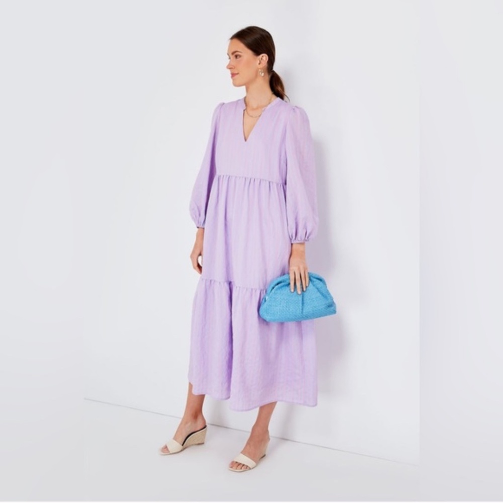 Tuckernuck Pomander Place Lavender Stripe Alora Maxi Dress Small
